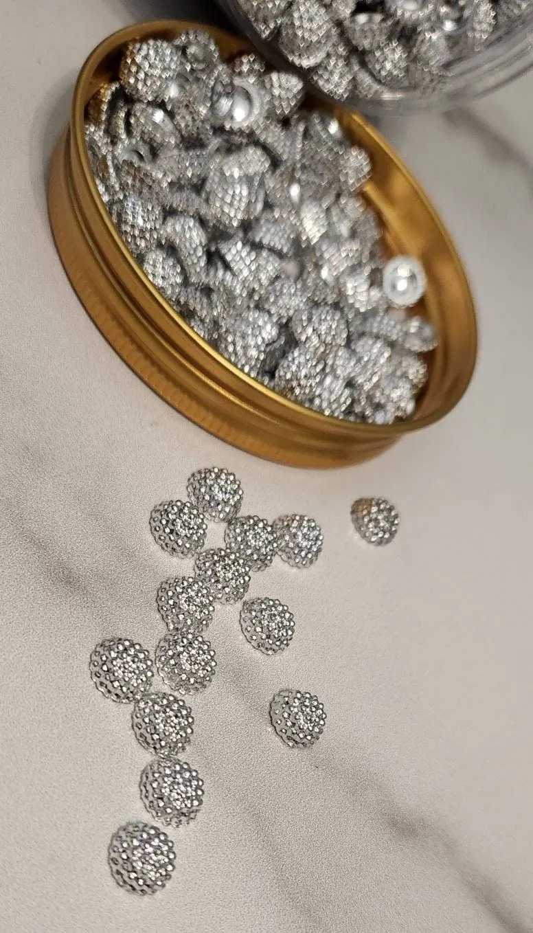 Bulk: 8MM "BLING BUD" Rivets   Pins,(3.5oz Jar) for Pearl Setting Machine, Clothing Decoration, Great For Denim, Fabric, Shoes, and more!