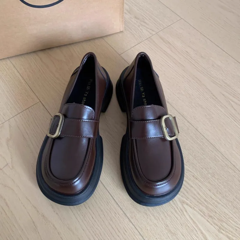 Classic Buckle Leather Loafers