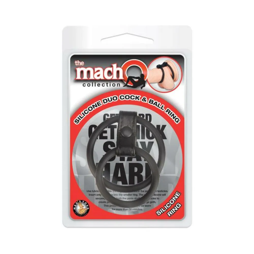Macho Silicone Duo Cock And Ball Ring Black