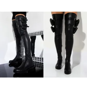 Punk Gothic Buckle Zip High Boots, Attractive Casual Party Shoes For Women