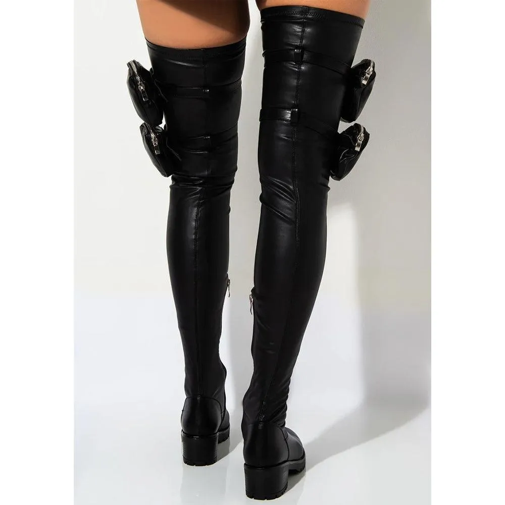 Punk Gothic Buckle Zip High Boots, Attractive Casual Party Shoes For Women