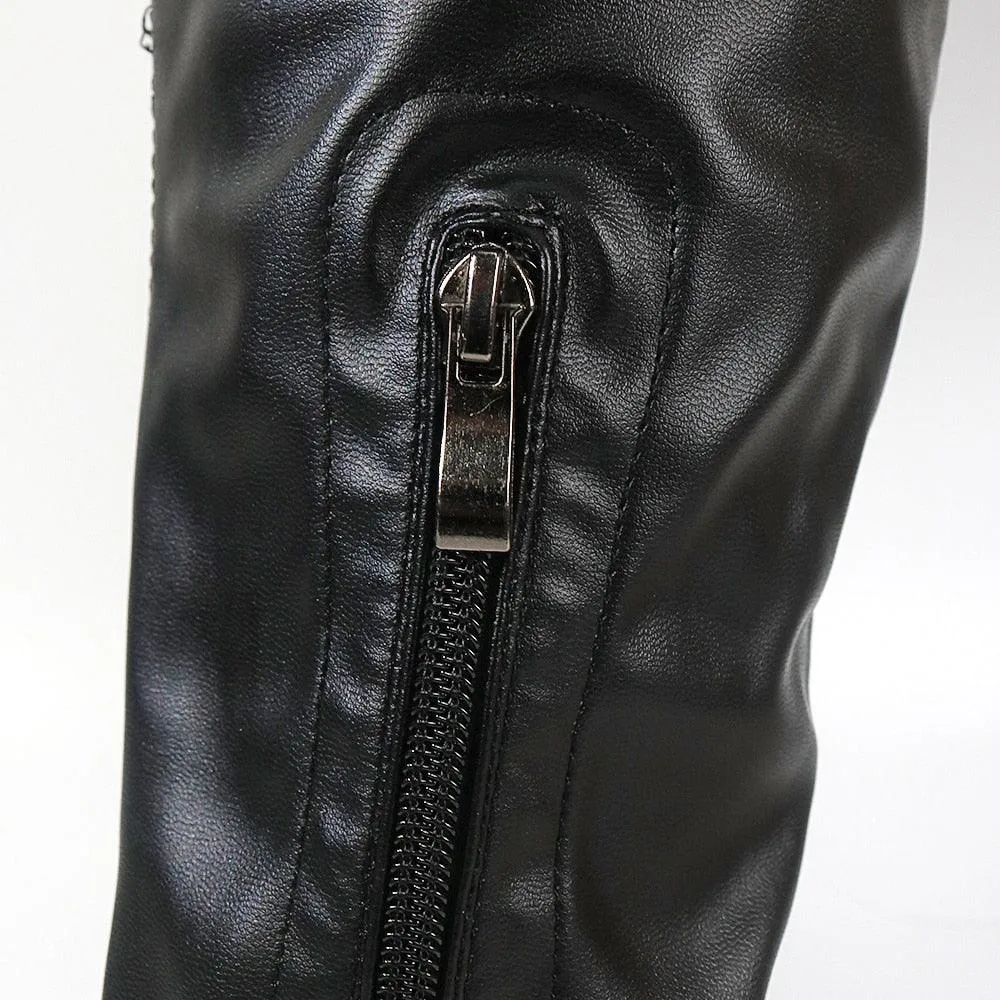 Punk Gothic Buckle Zip High Boots, Attractive Casual Party Shoes For Women