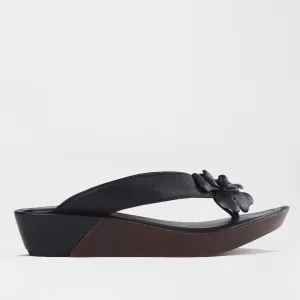 Rox Thong Flower Sandal in Black - 12565