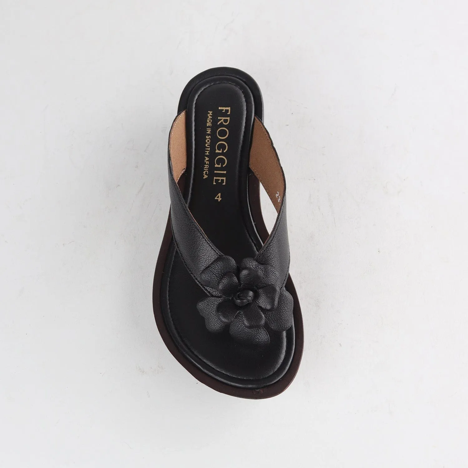 Rox Thong Flower Sandal in Black - 12565