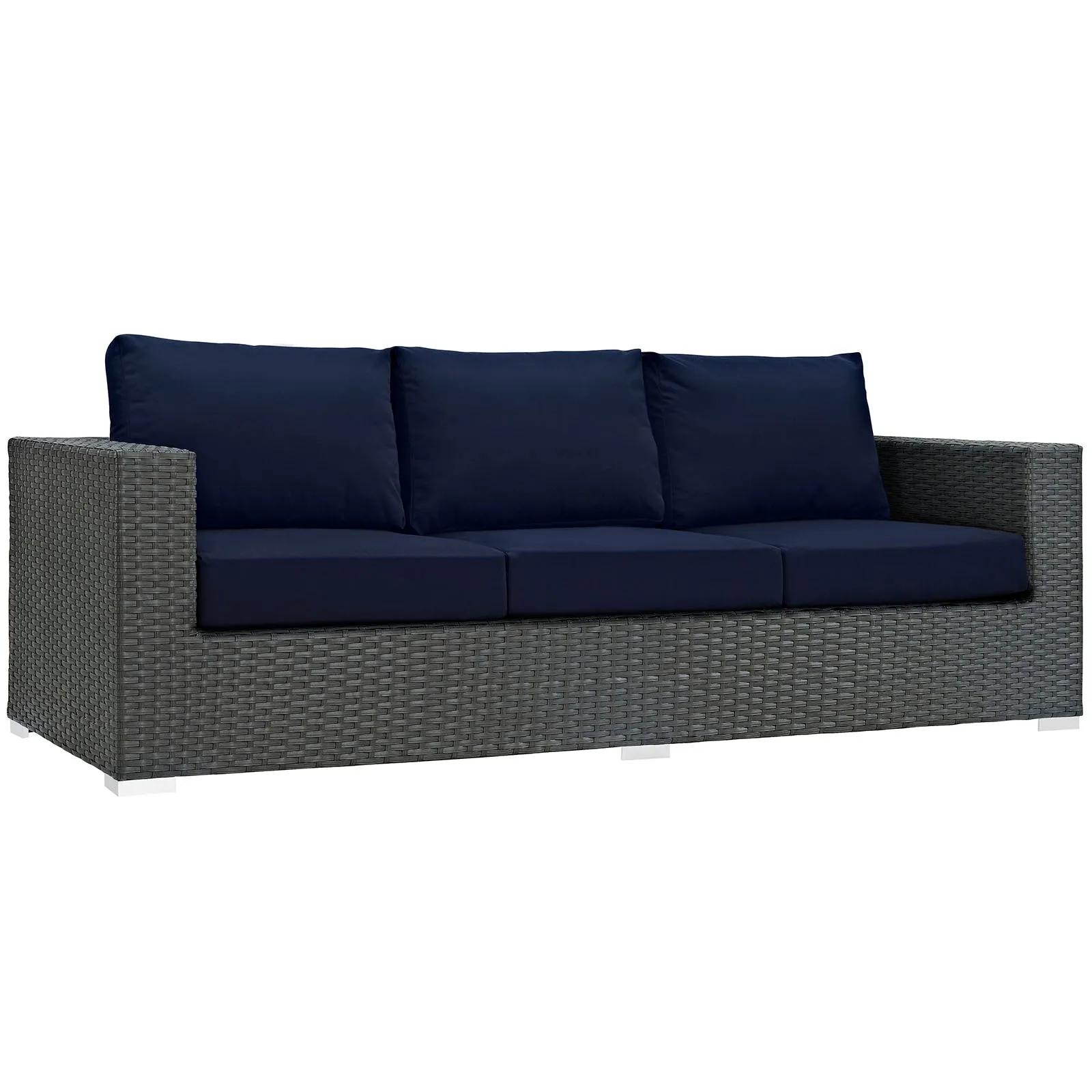 Sojourn 3 Piece 3 Seater Outdoor Patio Sunbrella Sectional Set With Ottoman