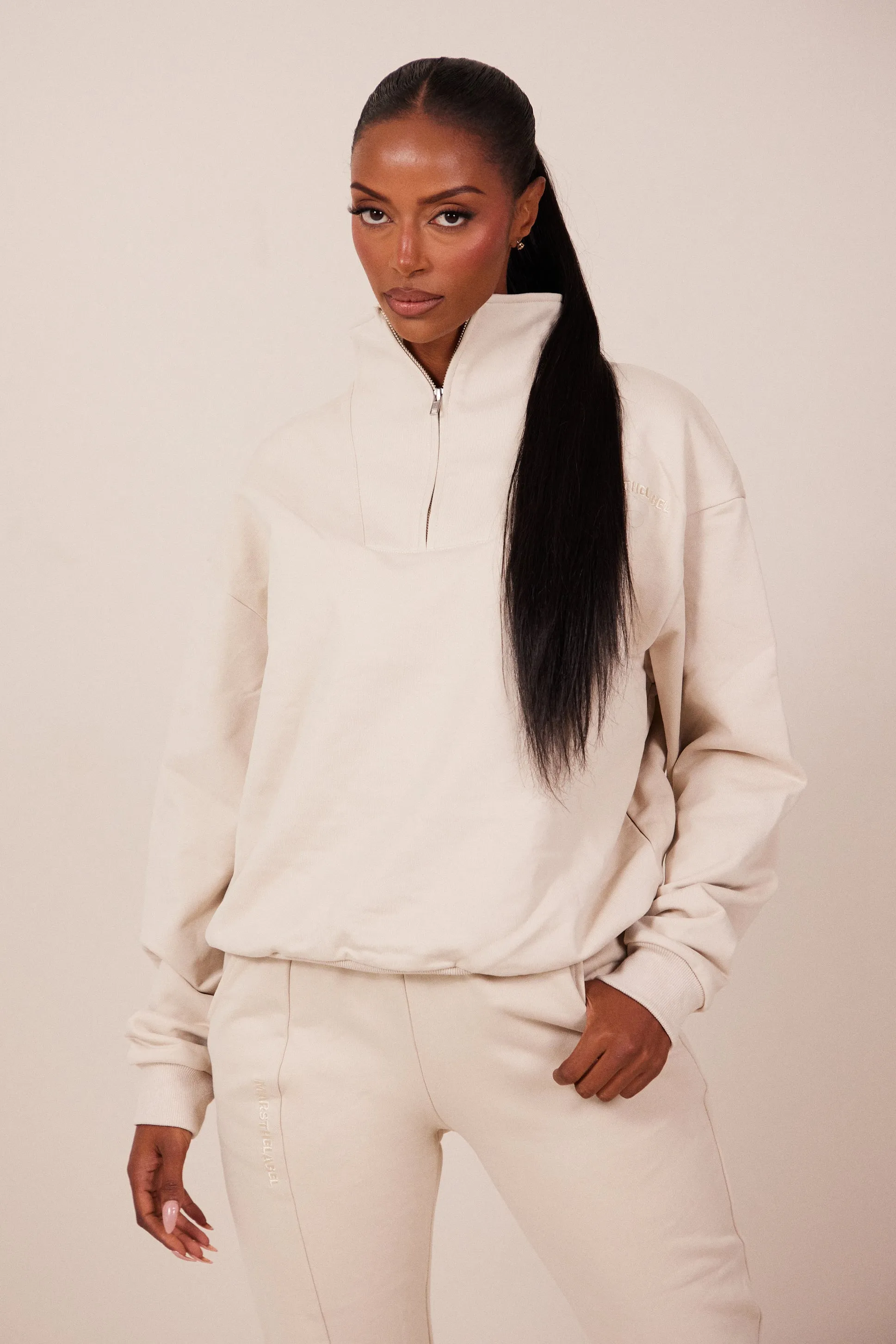 The Essentials Quarter Zip - Stone