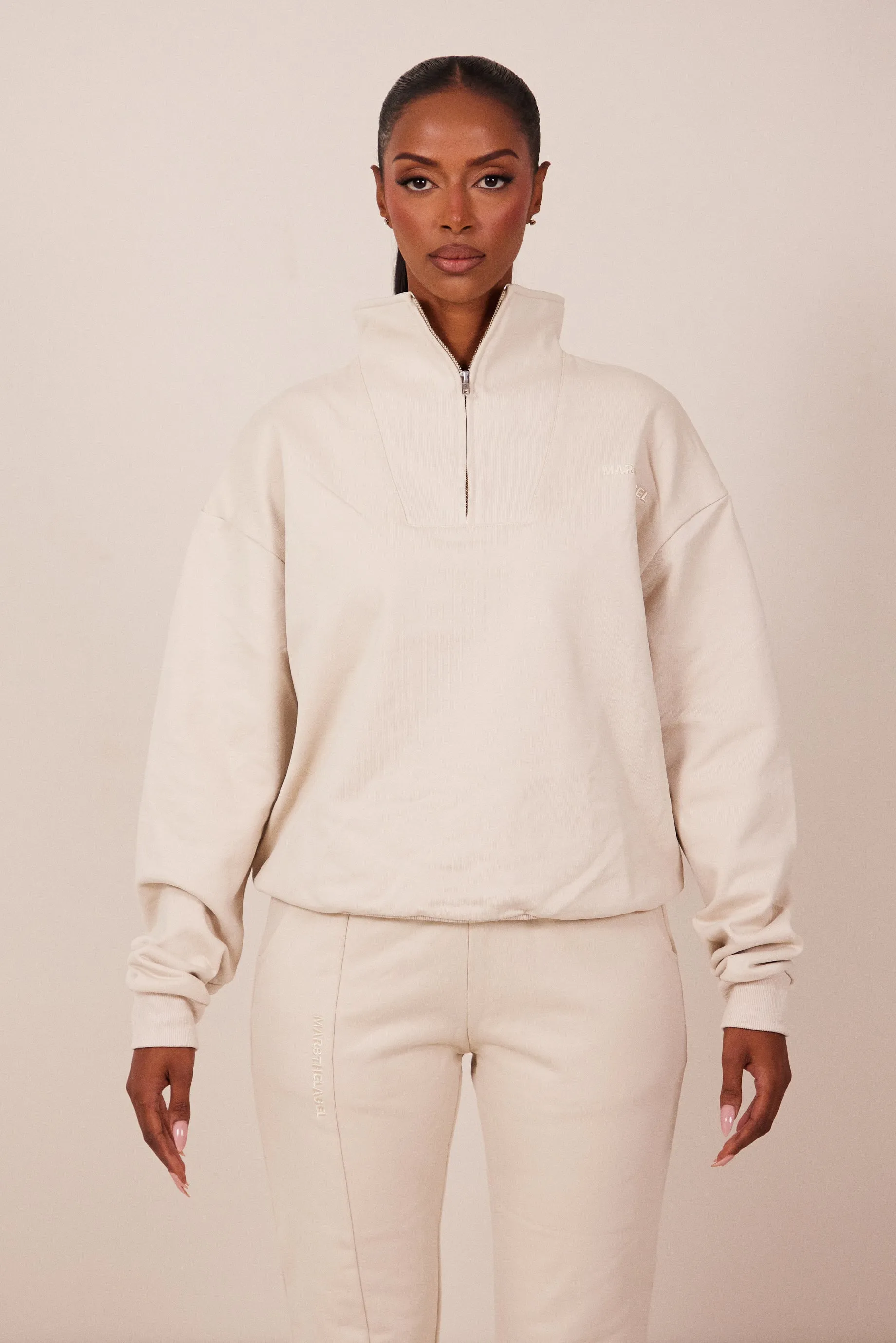 The Essentials Quarter Zip - Stone