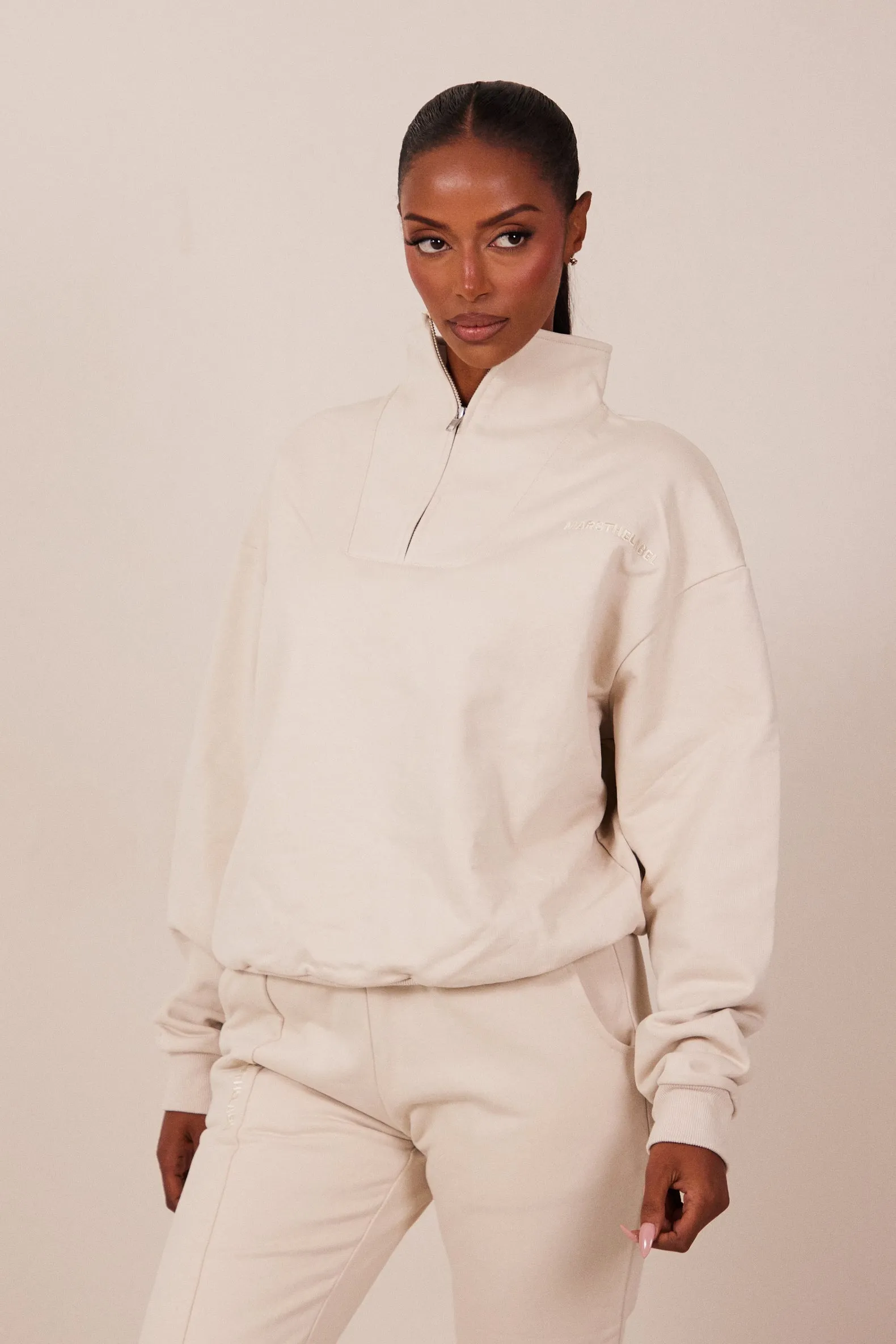 The Essentials Quarter Zip - Stone