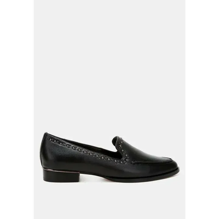 Wolferton Delicate Stud Detail Leather Loafers