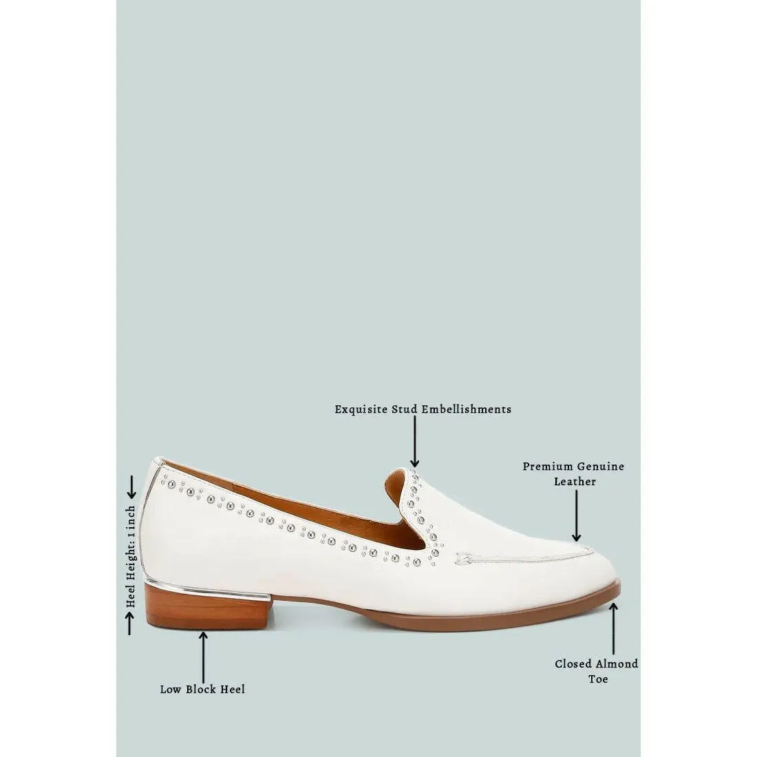 Wolferton Delicate Stud Detail Leather Loafers