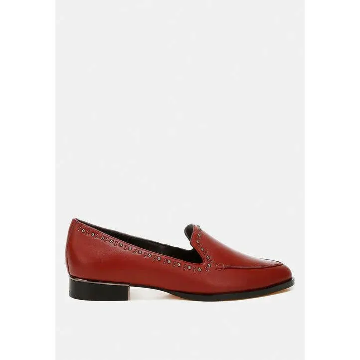 Wolferton Delicate Stud Detail Leather Loafers